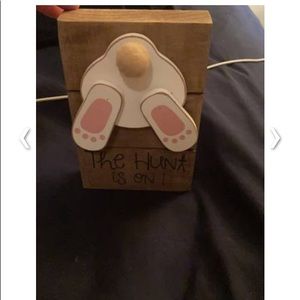 Wooden stand up bunny legs decoration. Used.
